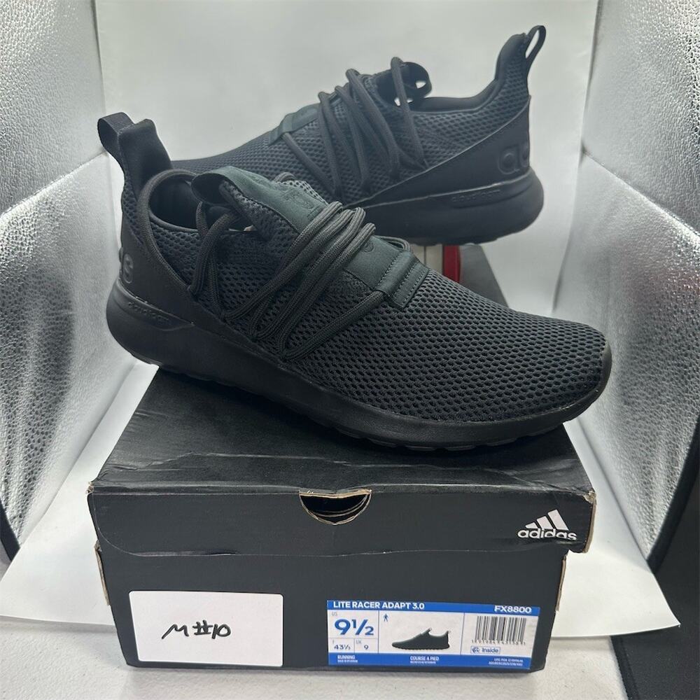 adidas Lite Racer Adapt 3.0 Men's Slip-On Running Shoes Triple Black 9.5
